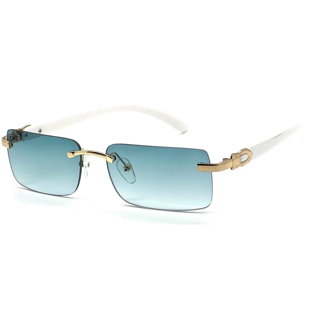 Rimless Glasses Wood Temple GreenLens Lightweight Fashion Eyeglasses UV400 Gafas